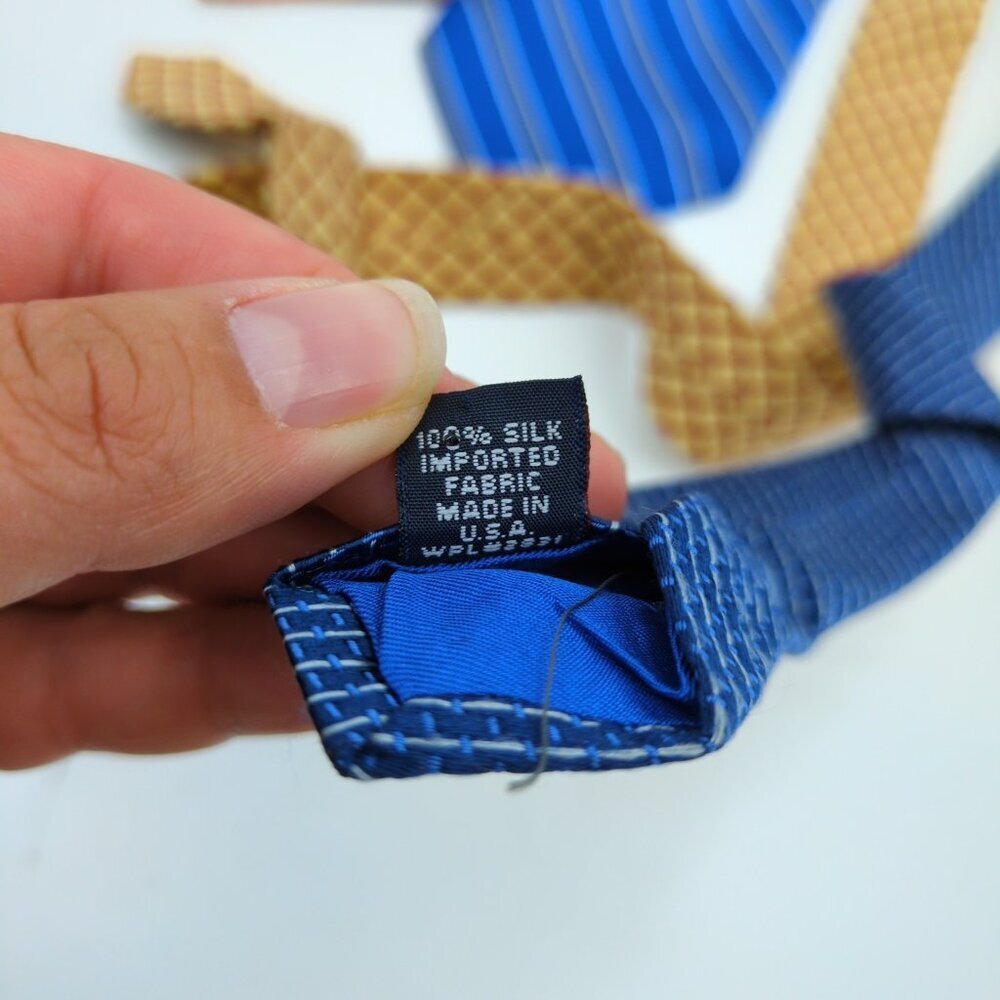 Lot of 2 Tommy Hilfiger Silk Ties Dual Pattern Red Cream & Blue White Made USA - Picture 9 of 10